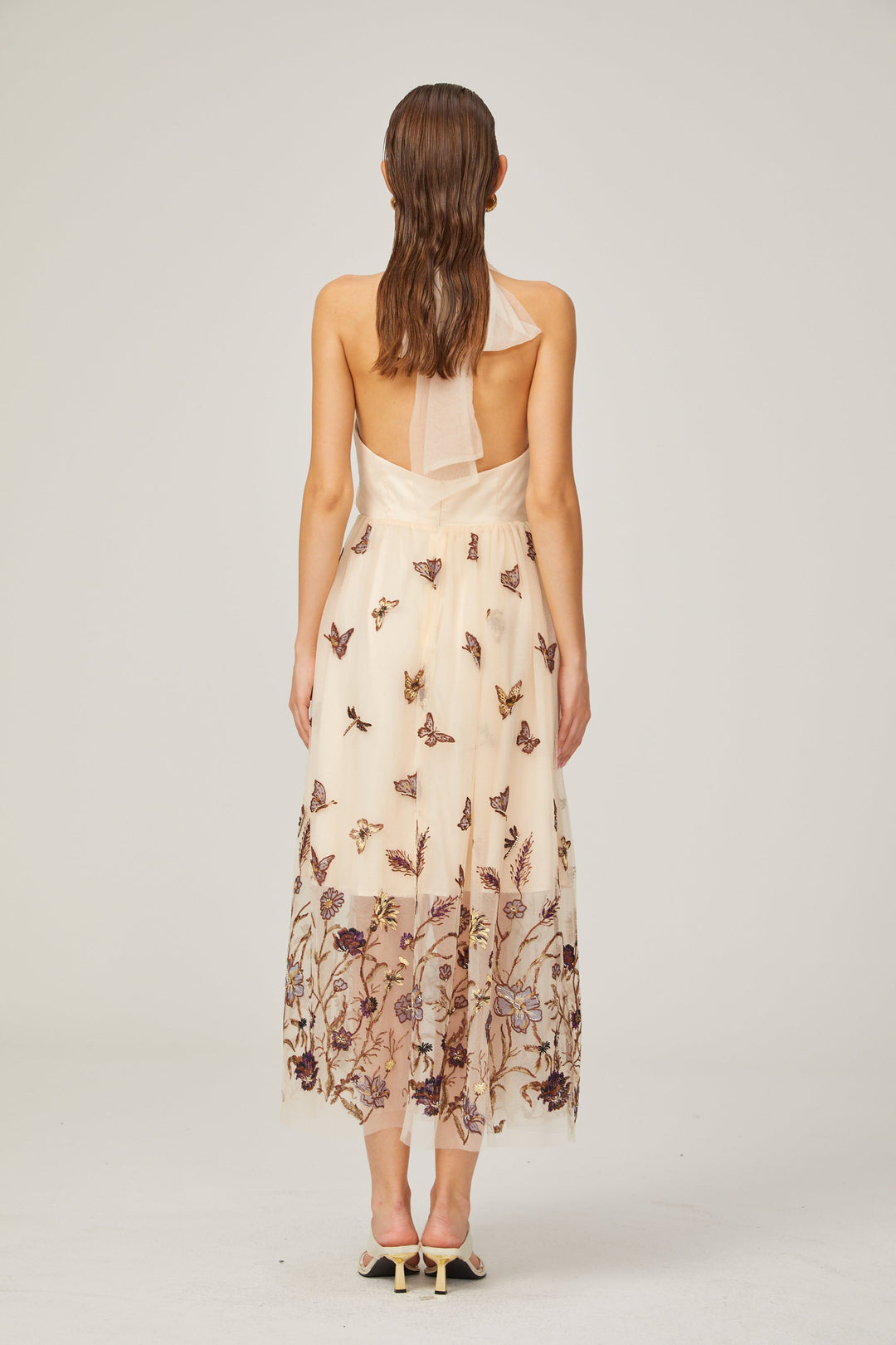 Joséphine tül midi elbise