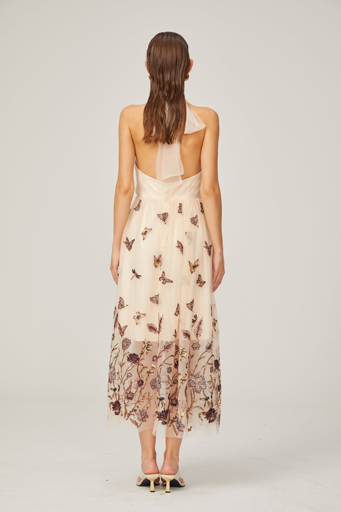 Joséphine tül midi elbise