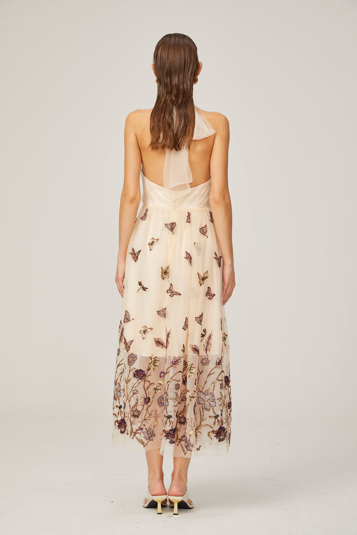 Joséphine tül midi elbise