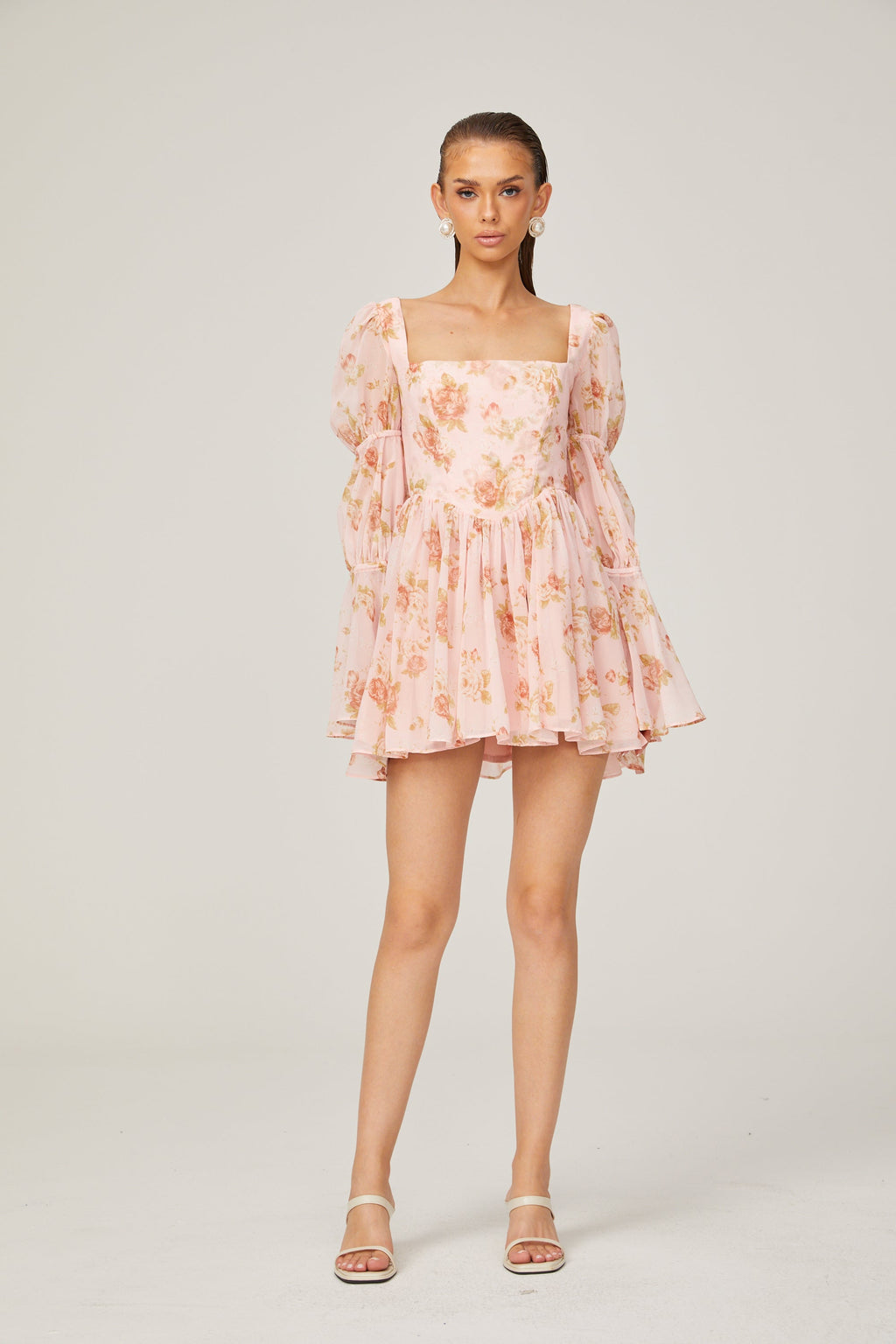 Jeanne çiçek mini elbise