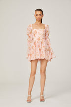 Jeanne çiçek mini elbise