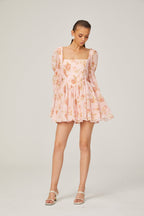 Jeanne çiçek mini elbise