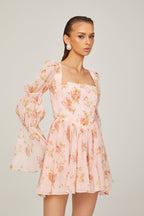 Jeanne çiçek mini elbise