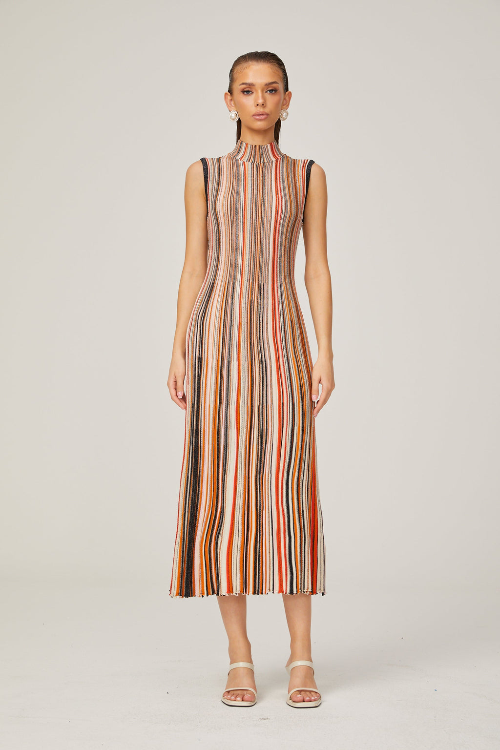 Hortense kontrast midi elbise