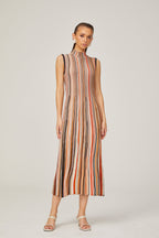 Hortense kontrast midi elbise