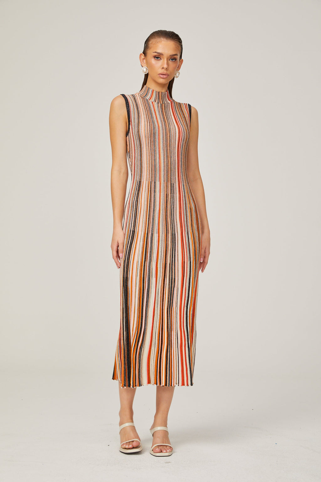 Hortense kontrast midi elbise