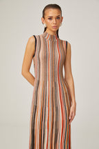 Hortense kontrast midi elbise