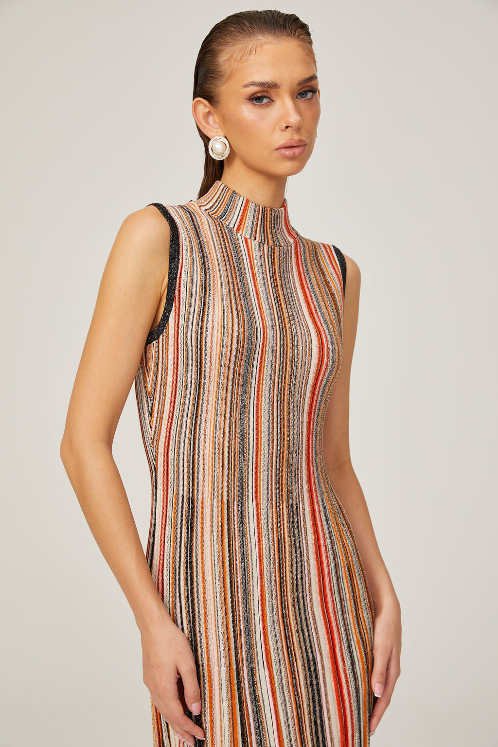 Hortense kontrast midi elbise