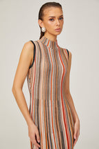 Hortense kontrast midi elbise