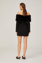 Céline suni kürk mini elbise