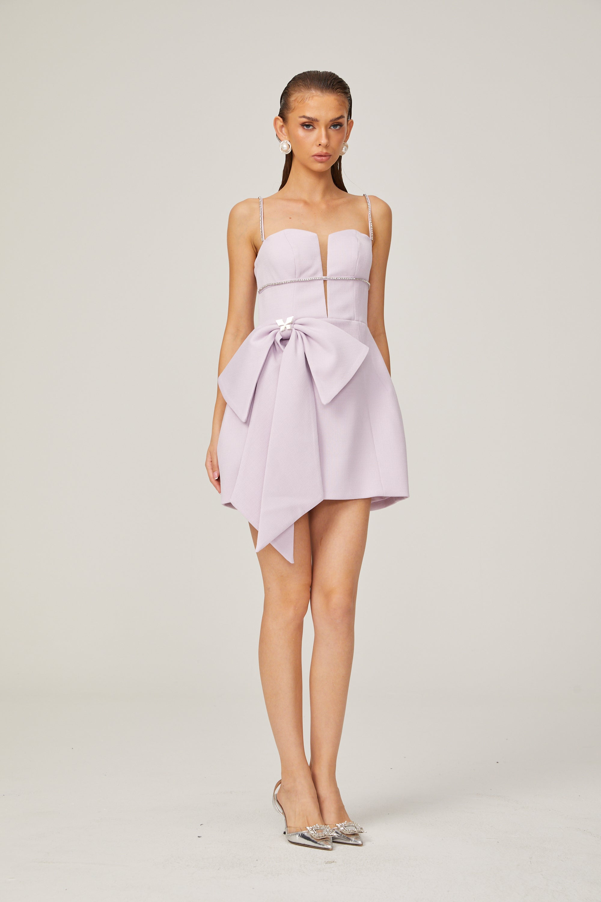 Honorine fiyonklu mini elbise