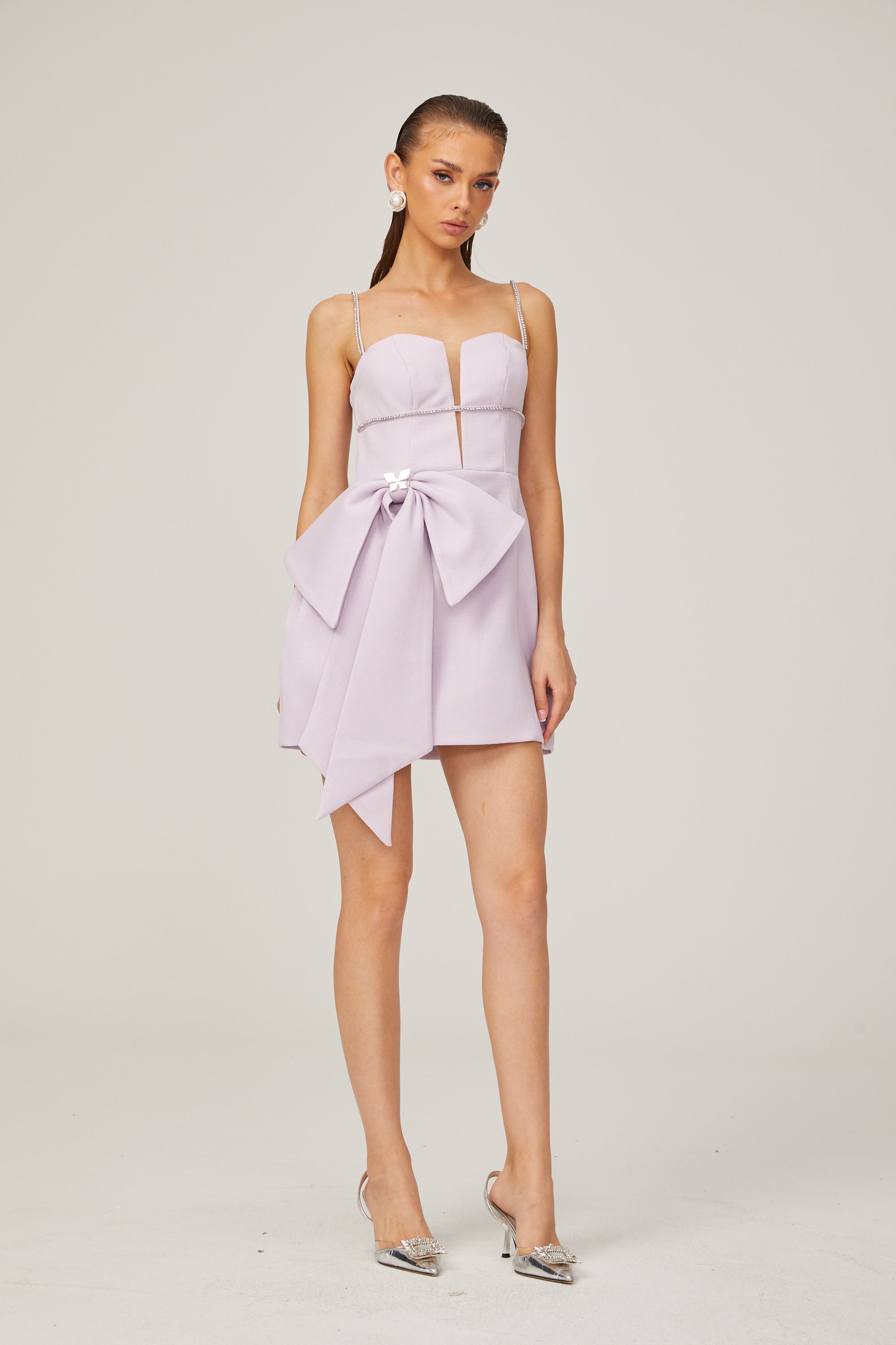 Honorine fiyonklu mini elbise