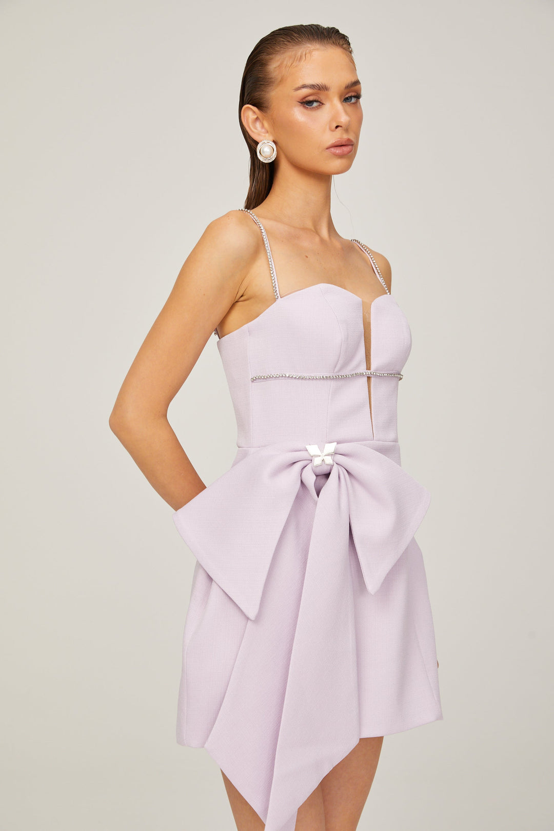 Honorine fiyonklu mini elbise