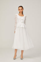 Gabrielle tül midi elbise