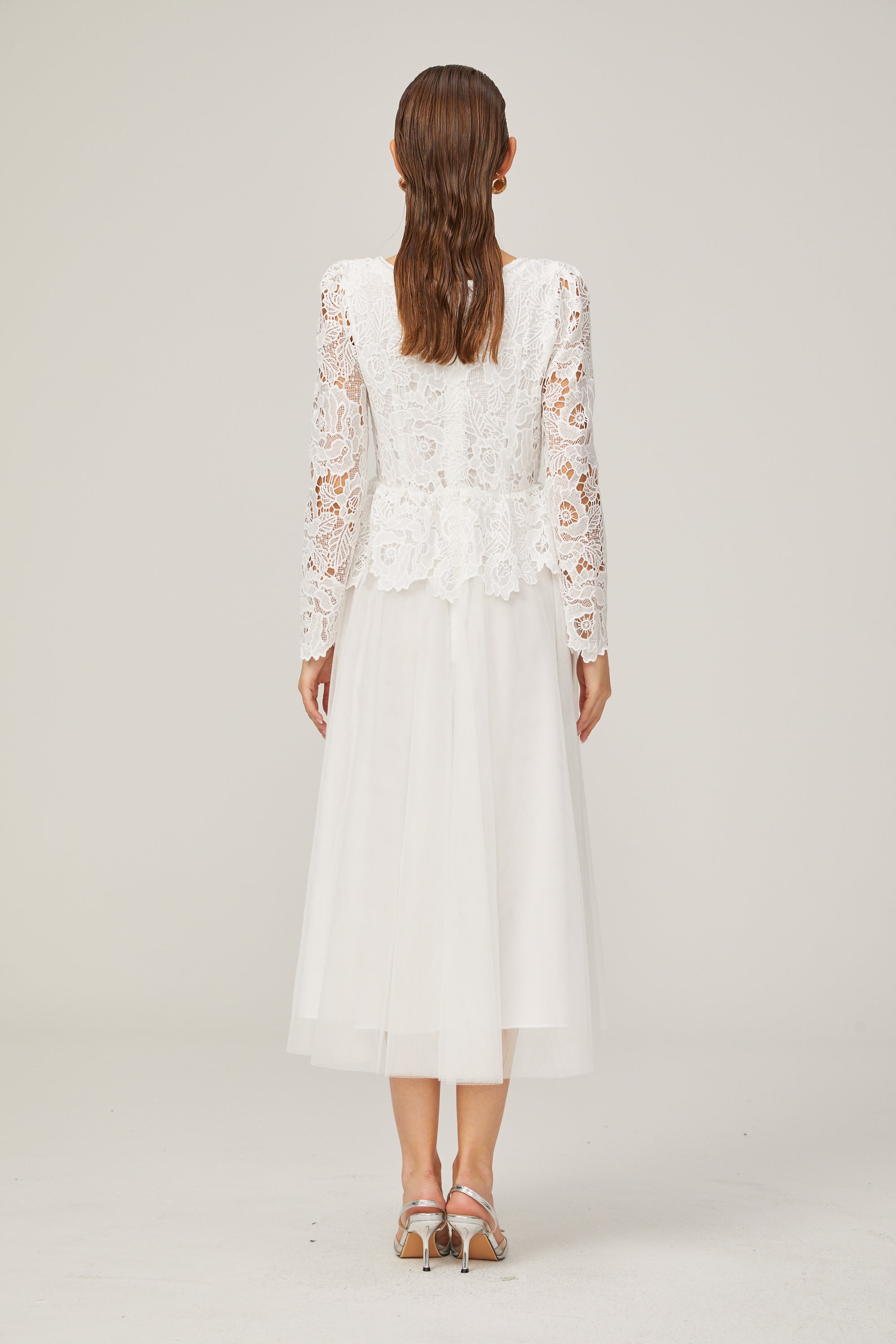 Gabrielle tül midi elbise