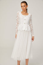 Gabrielle tül midi elbise