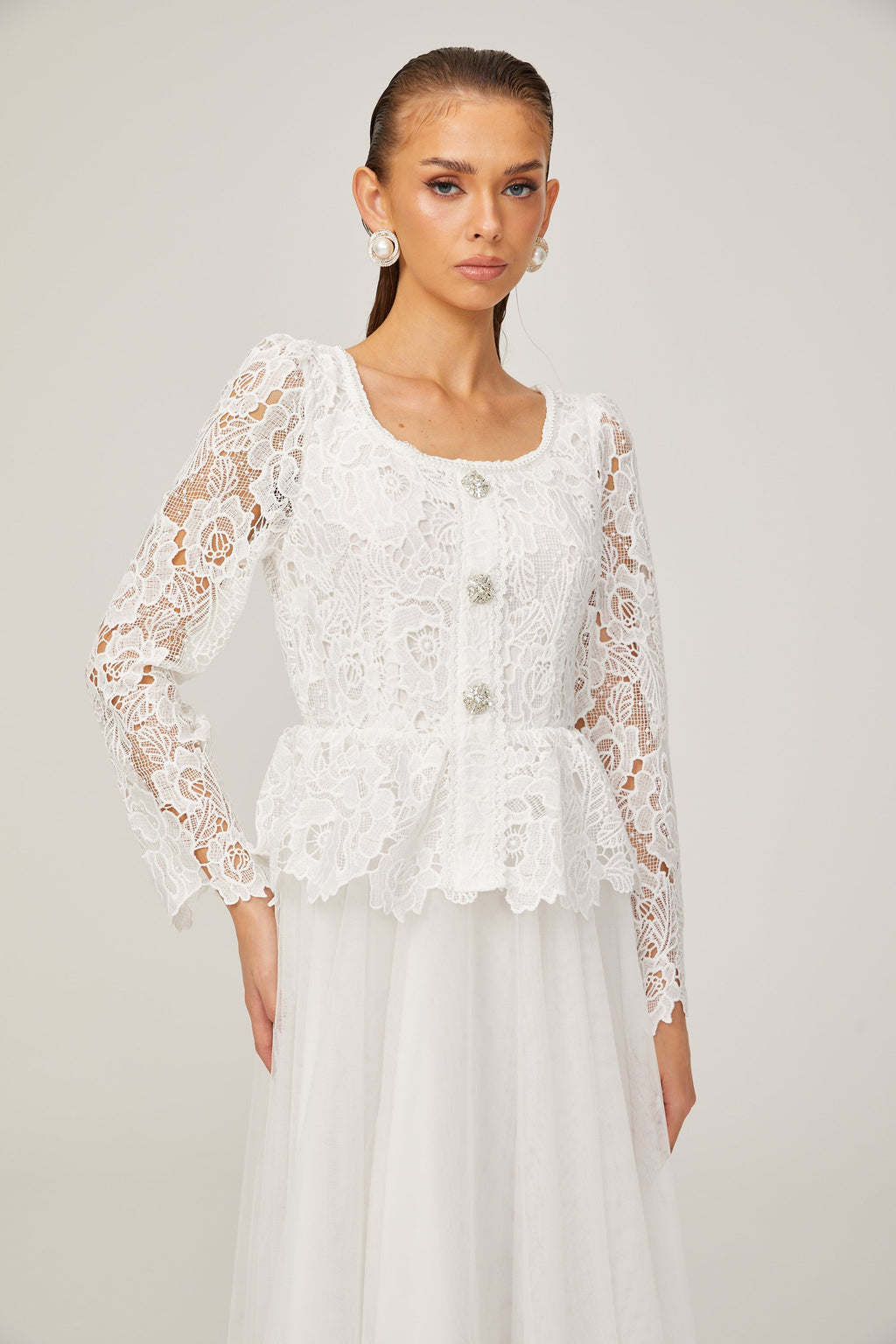 Gabrielle tül midi elbise