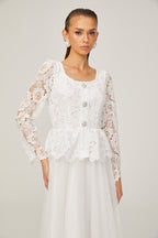 Gabrielle tül midi elbise