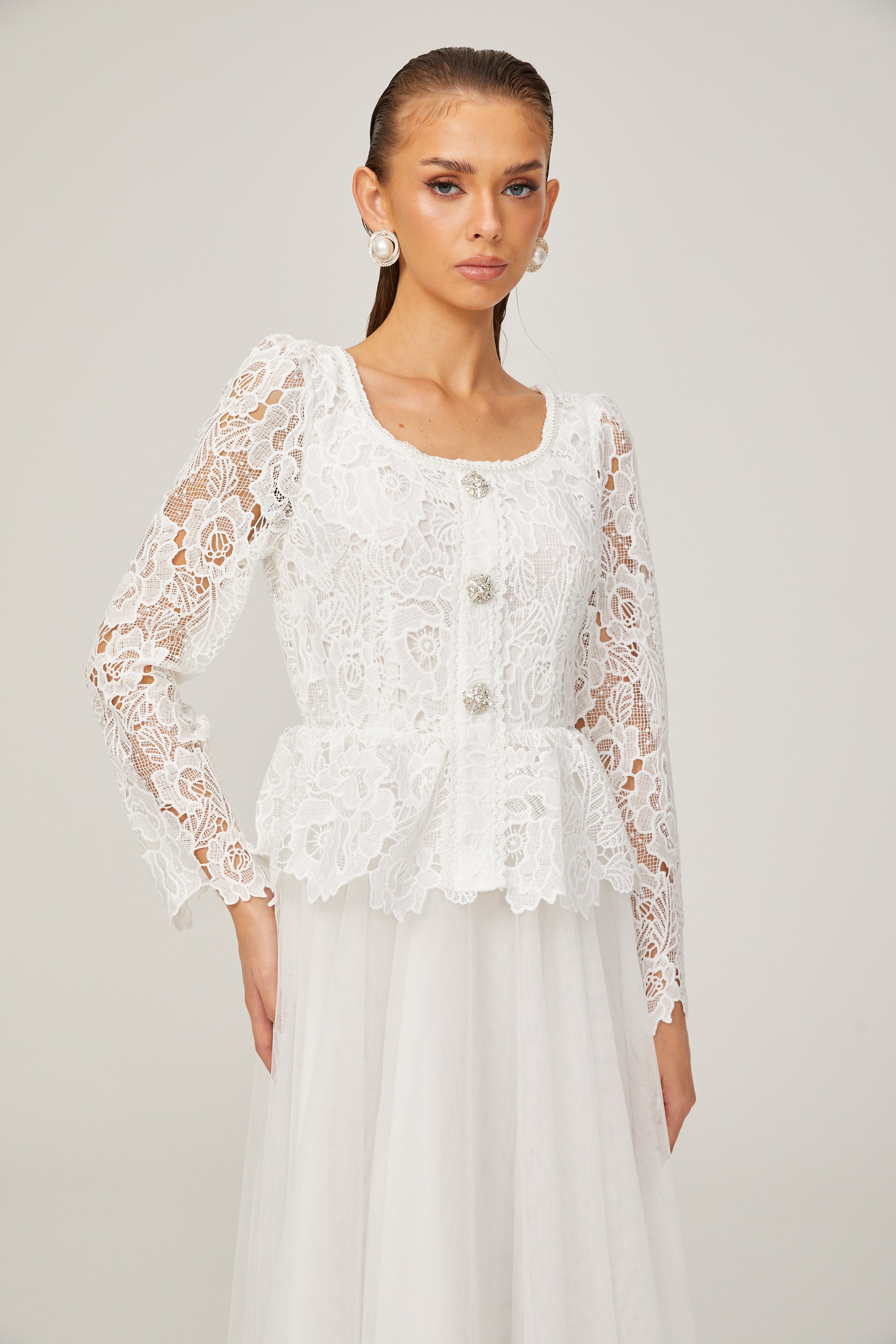 Gabrielle tül midi elbise