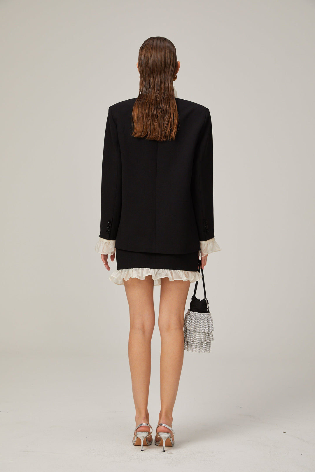 Cyrielle fırfır ceket ve etek takım