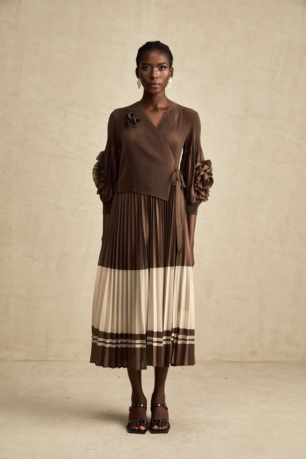 Émeline çiçek midi elbise