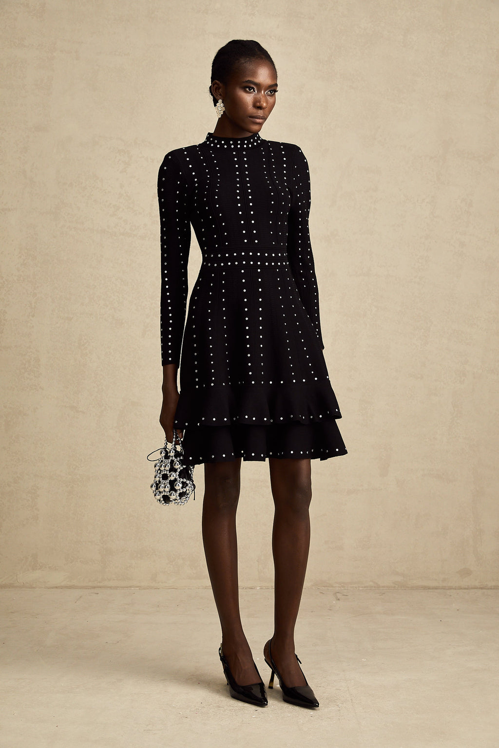 Fabienne kristal örgü mini elbise