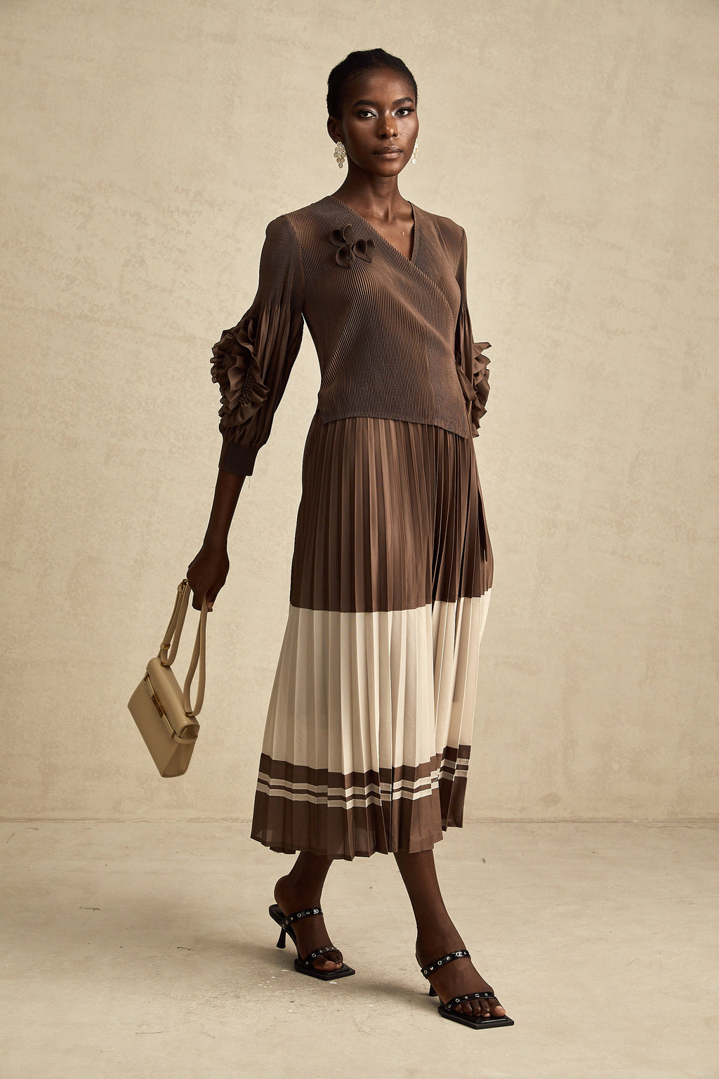 Émeline çiçek midi elbise