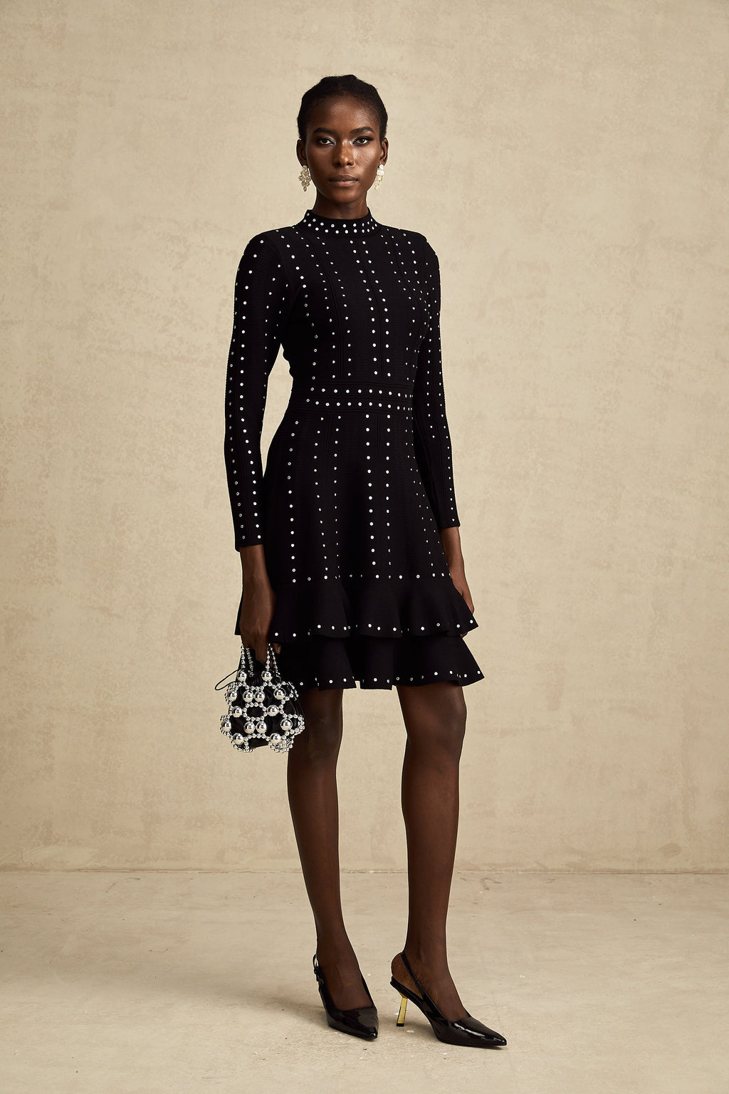 Fabienne kristal örgü mini elbise