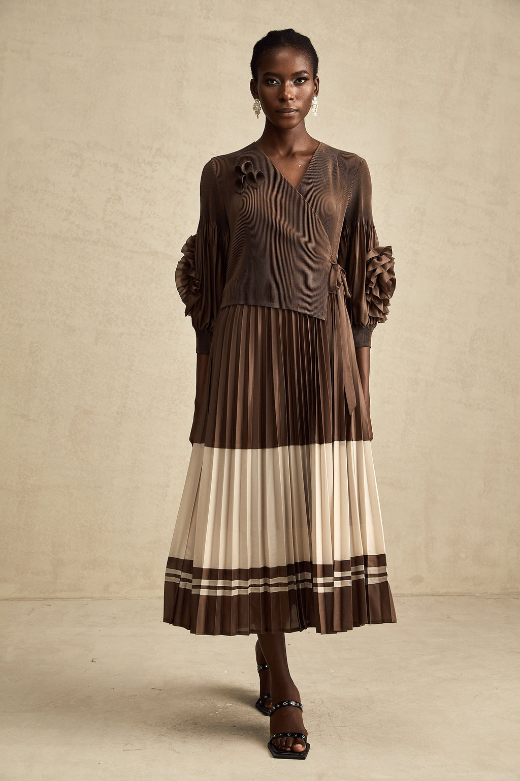 Émeline çiçek midi elbise