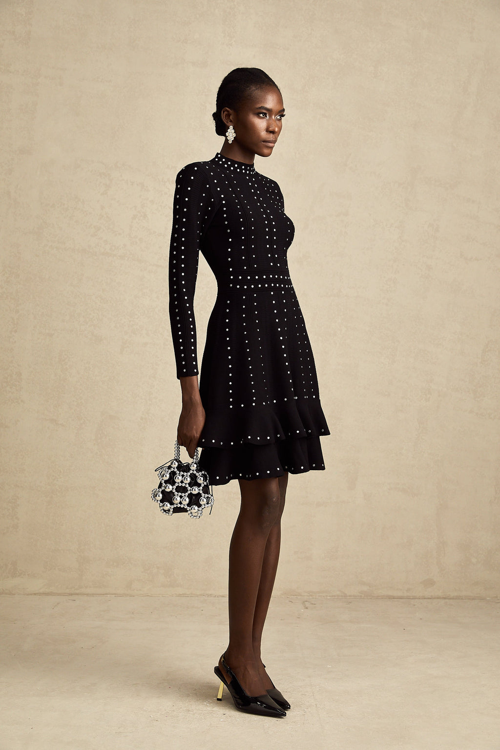 Fabienne kristal örgü mini elbise