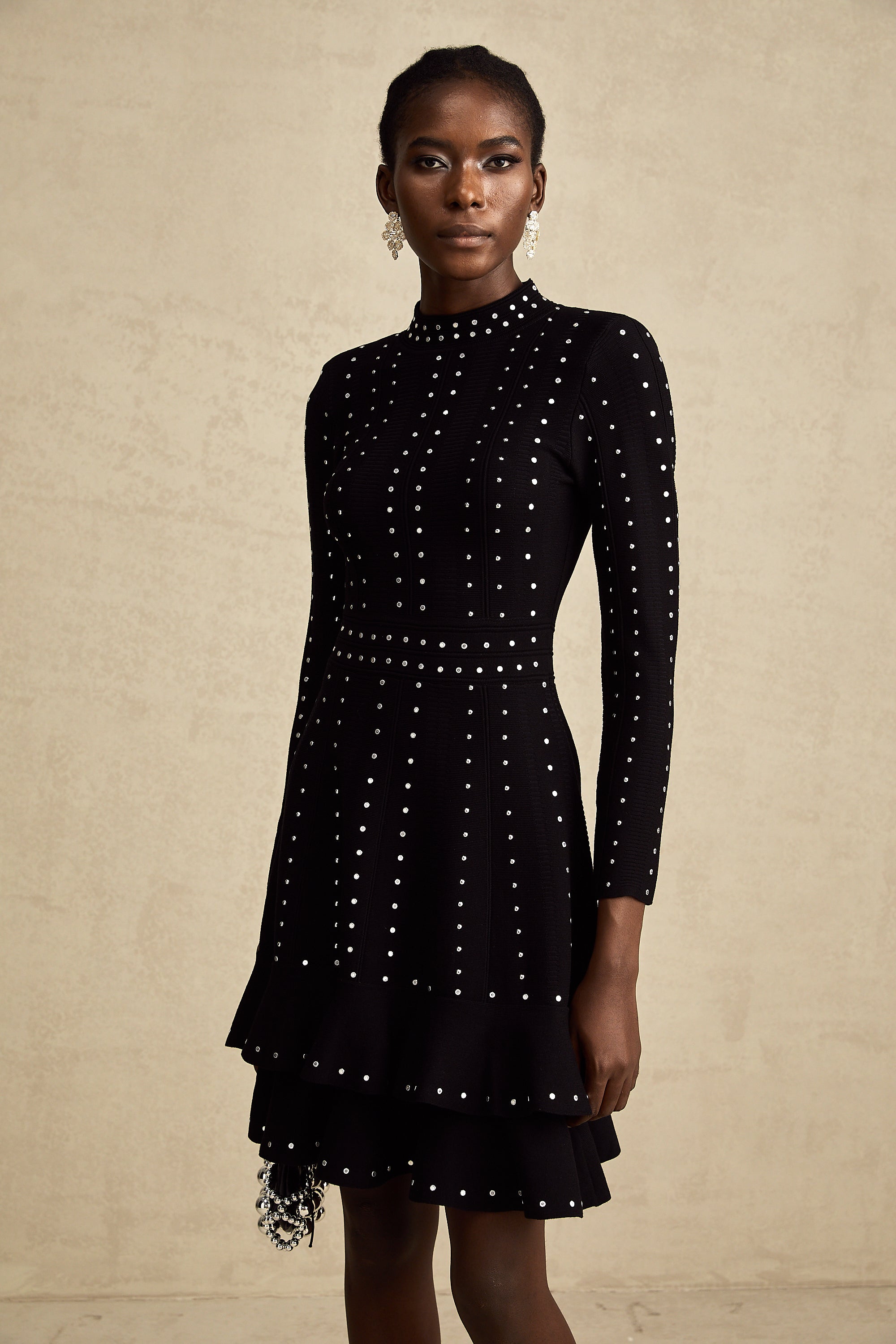 Fabienne kristal örgü mini elbise