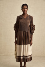 Émeline çiçek midi elbise