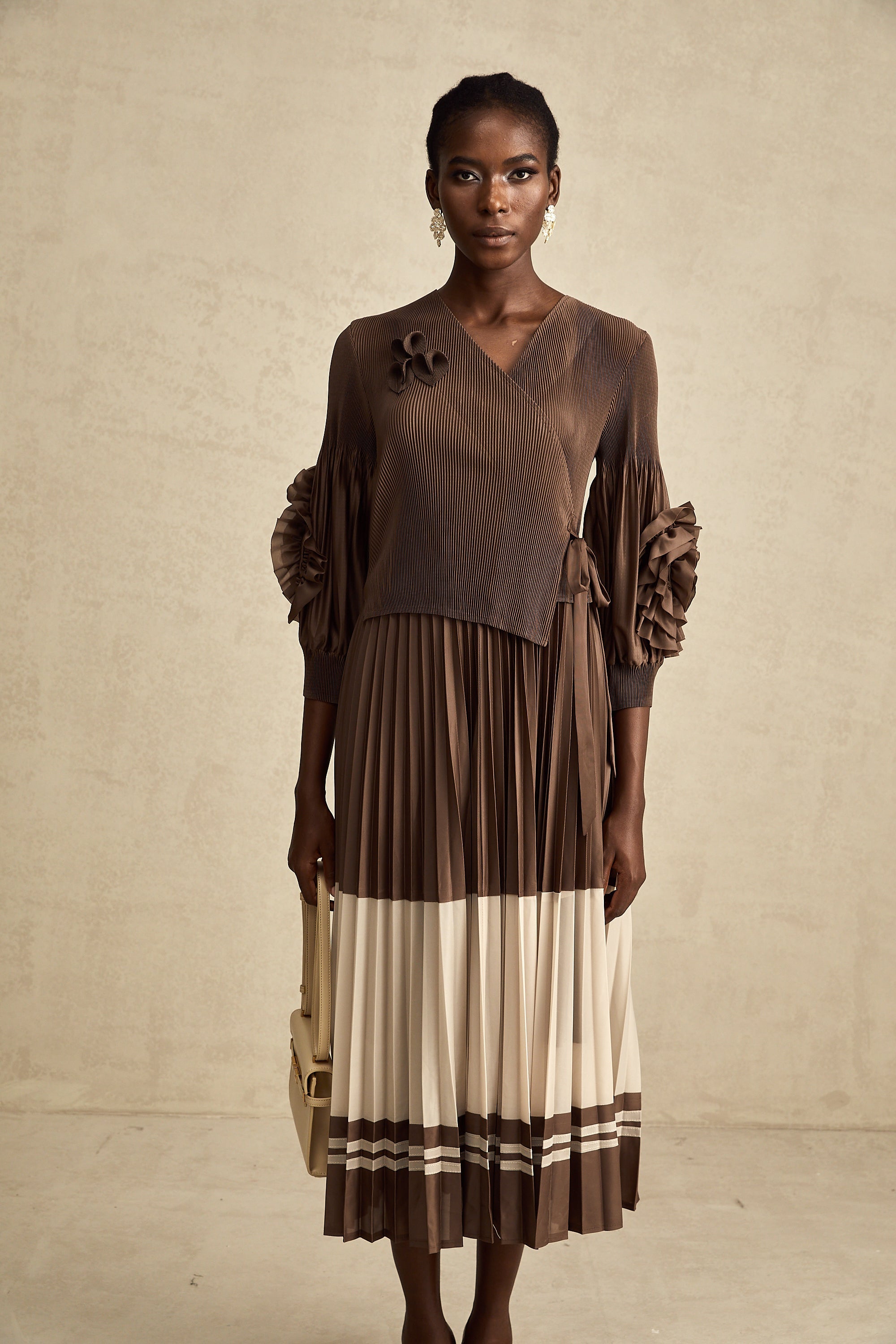 Émeline çiçek midi elbise