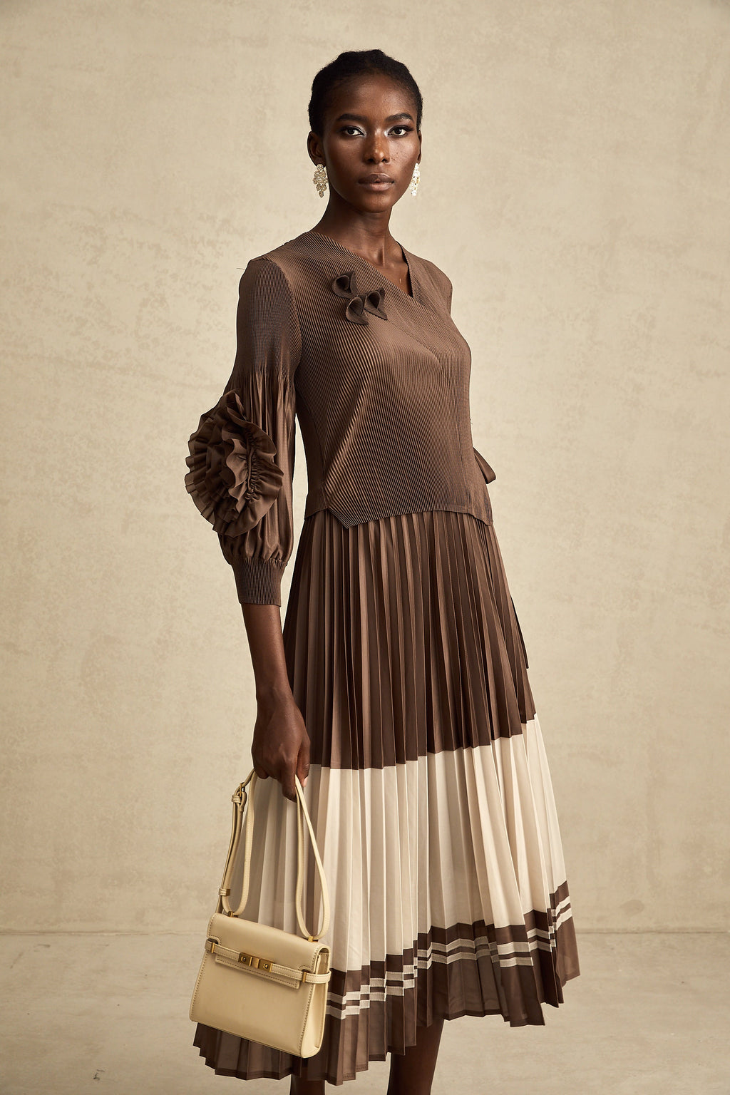 Émeline çiçek midi elbise