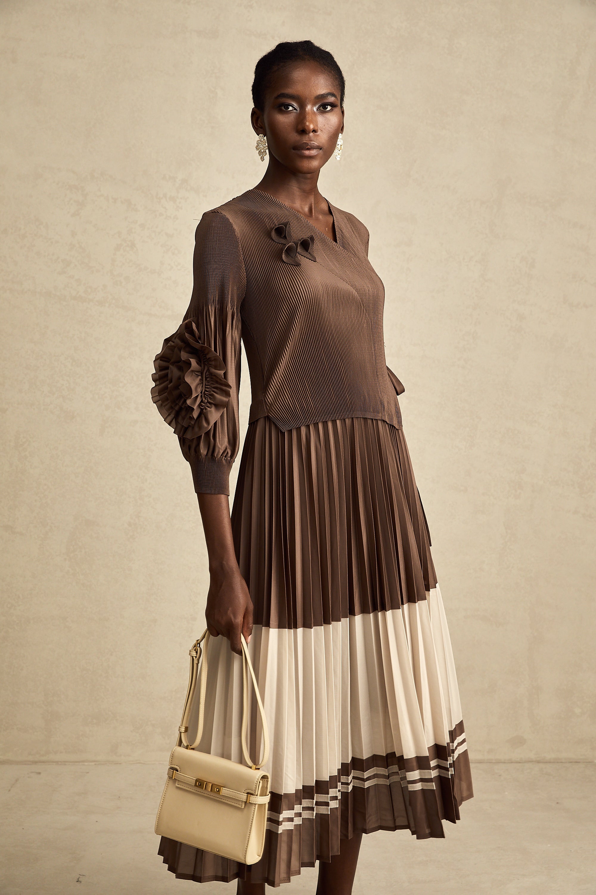 Émeline çiçek midi elbise