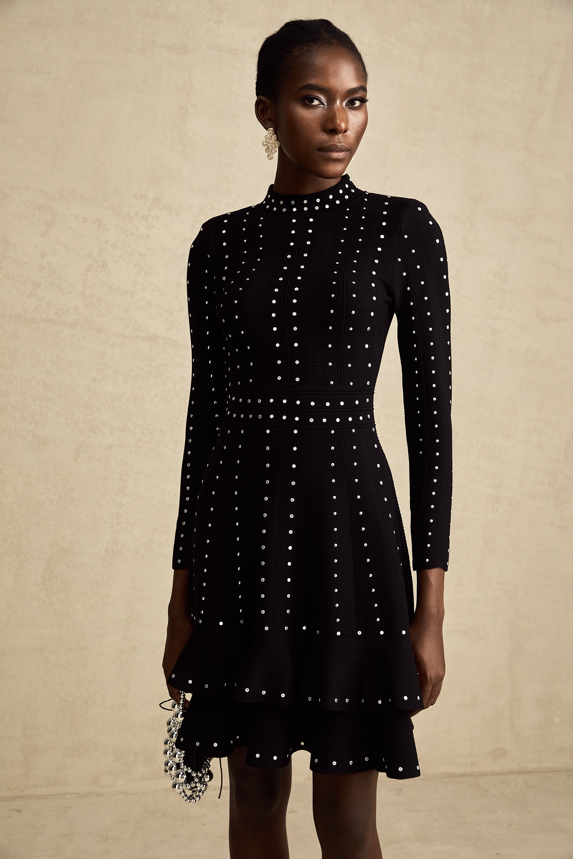 Fabienne kristal örgü mini elbise