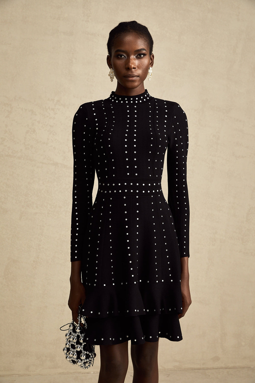 Fabienne kristal örgü mini elbise