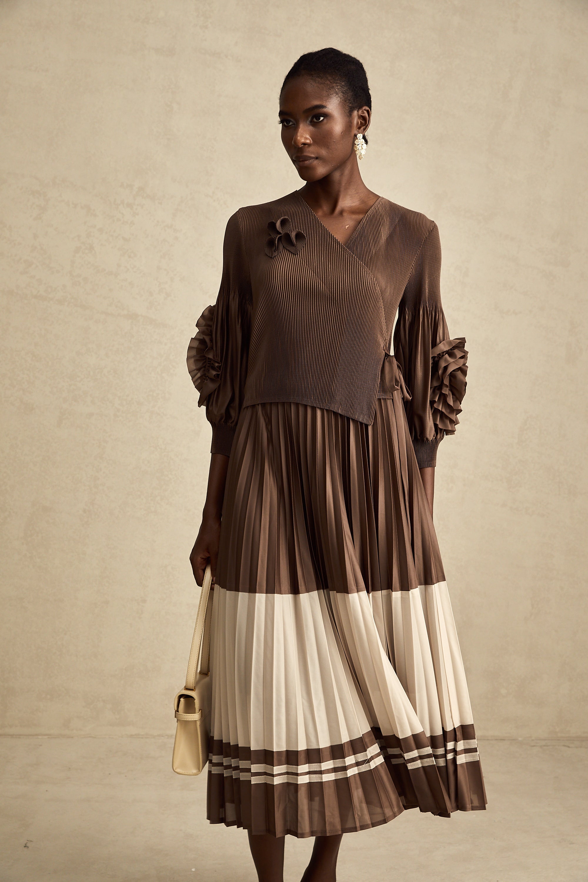 Émeline çiçek midi elbise