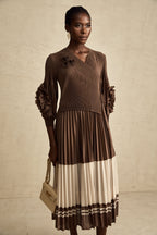 Émeline çiçek midi elbise