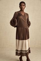 Émeline çiçek midi elbise