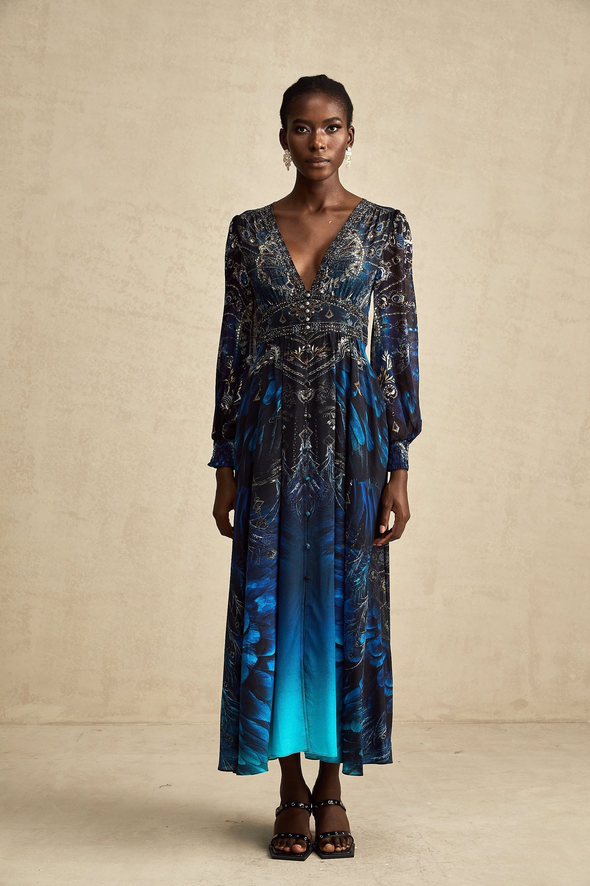 Grafikli Midi Elbise