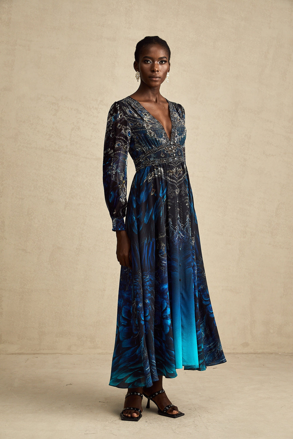 Grafikli Midi Elbise