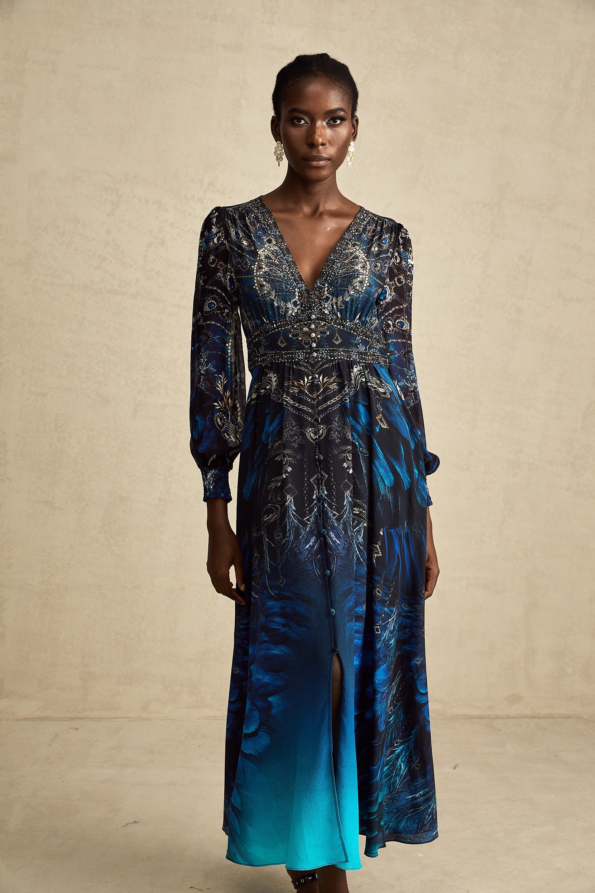 Grafikli Midi Elbise