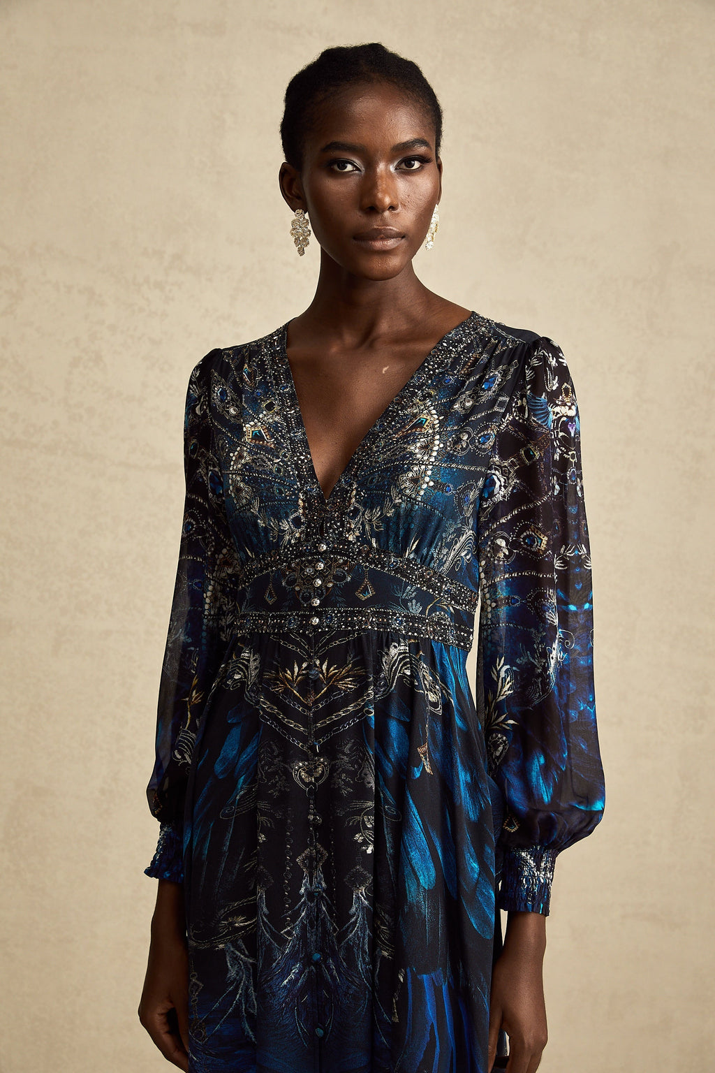 Grafikli Midi Elbise