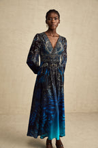 Grafikli Midi Elbise