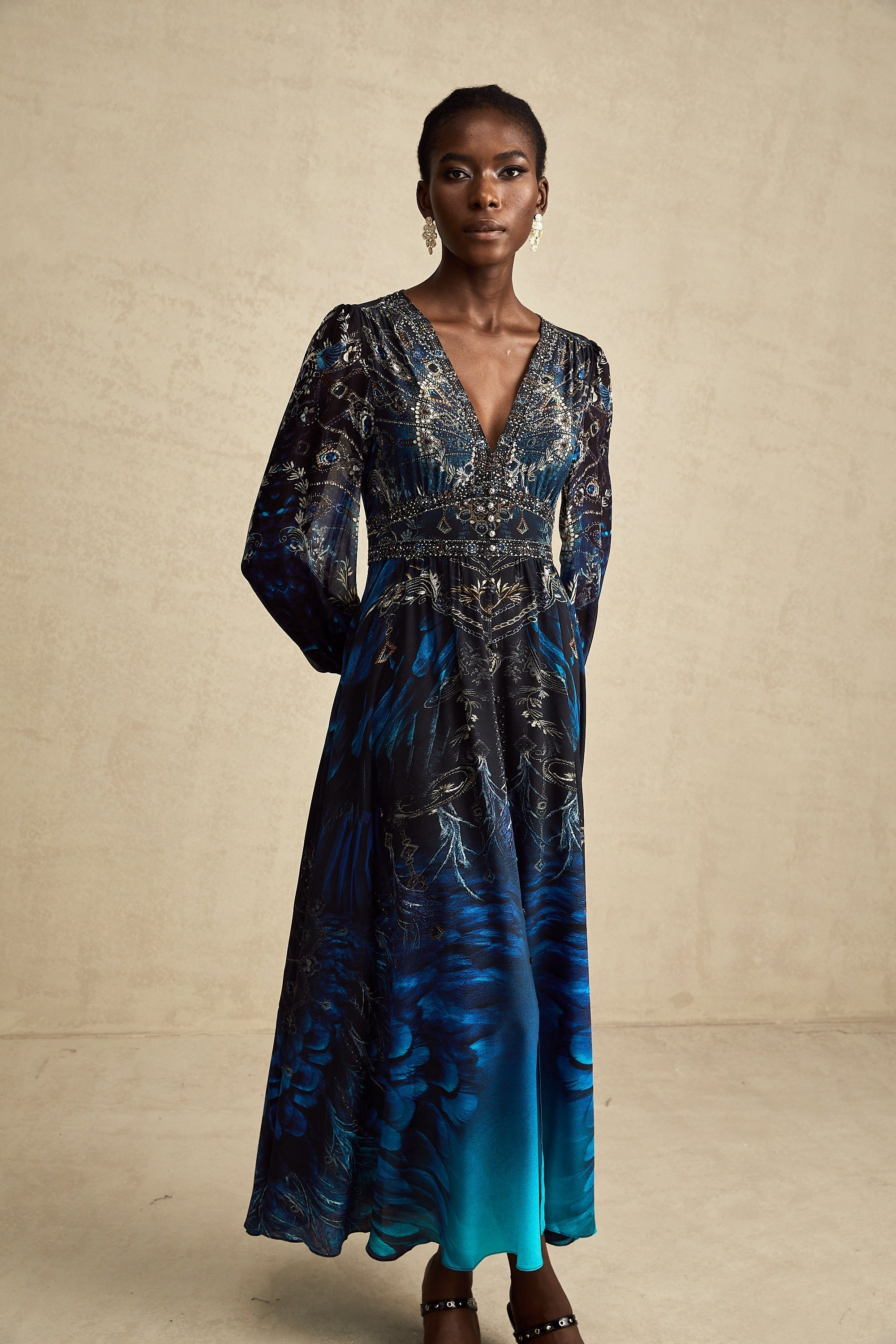 Grafikli Midi Elbise