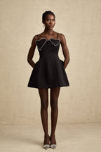 Kalp Süslemeli Mini Elbise