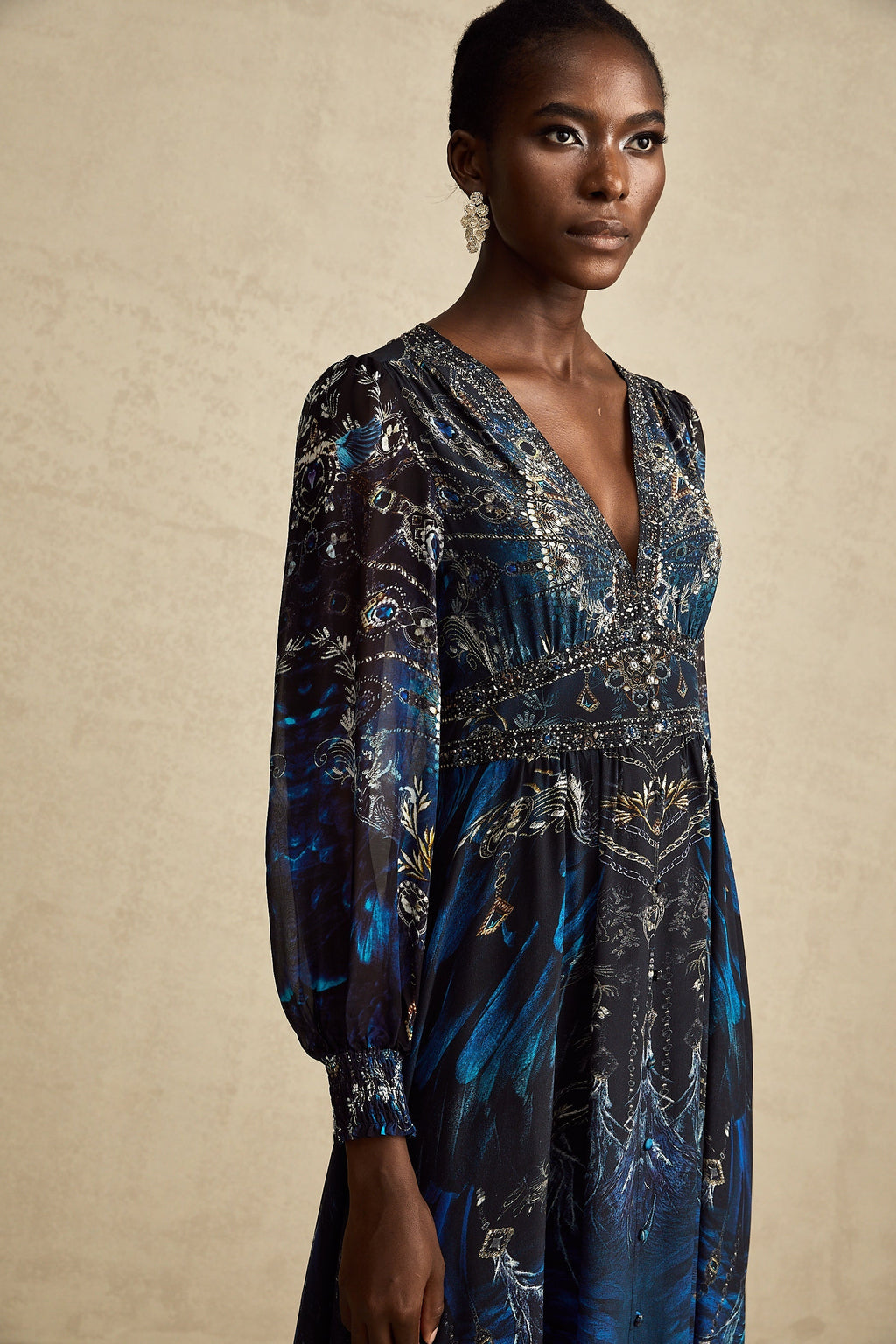 Grafikli Midi Elbise