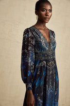 Grafikli Midi Elbise