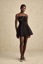 Kalp Süslemeli Mini Elbise